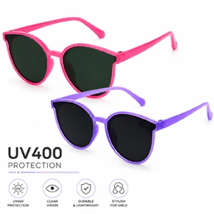 Kids Sunglasses Cat Eye style For Girls Plastic Frame Design UV400 Protection Anti-uv Baby Sun-shading Eyeglasses 1 Pcs Random Color Purple Or Pink (KCH71)